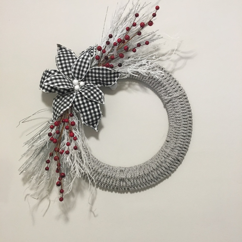 Silver Woven Embellished Christmas Wreath